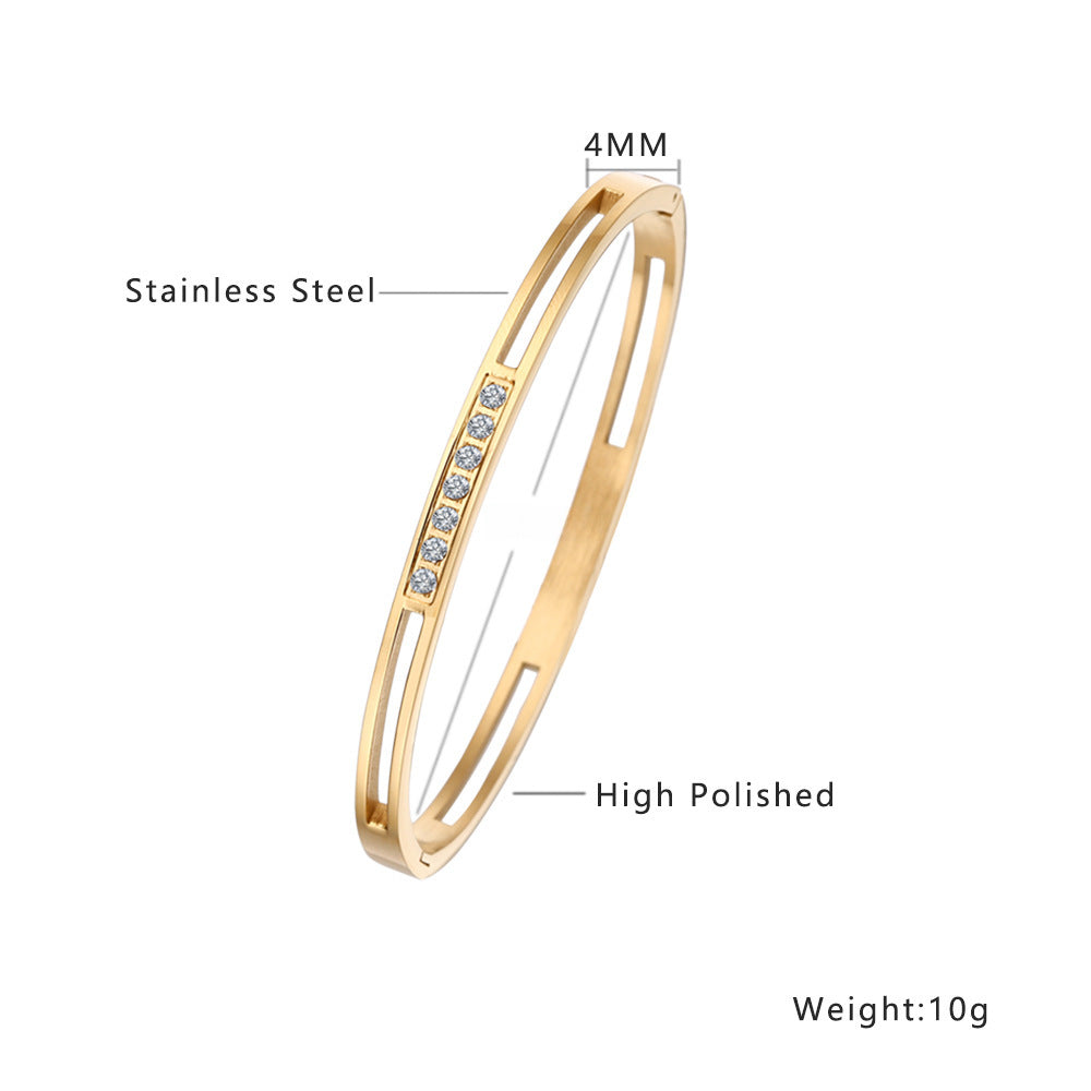 Wholesale 18K gold plated diamond retro stacked titanium steel bracelet